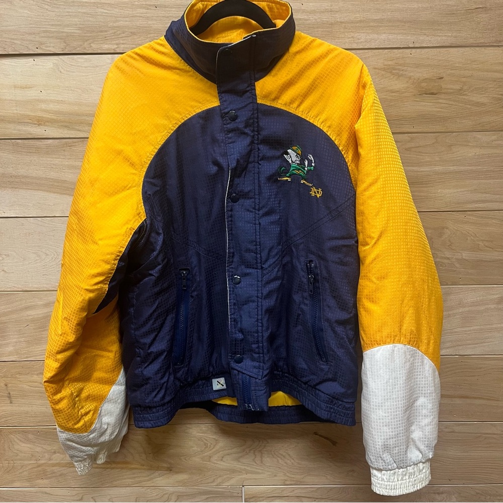 Vintage Norte dame fighting Irish Indiana color blocked puffer jacket